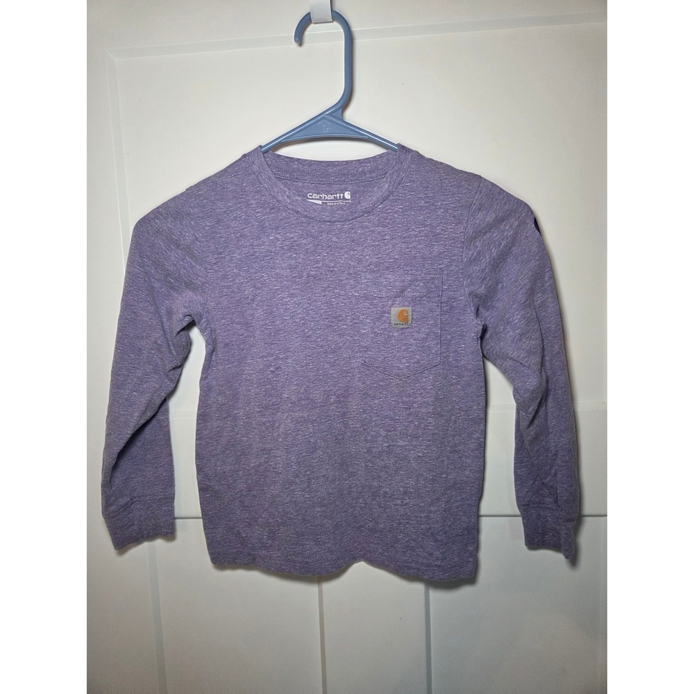Carhartt Kids Purple Heather Long Sleeve Pocket Logo T-Shirt Size 6
